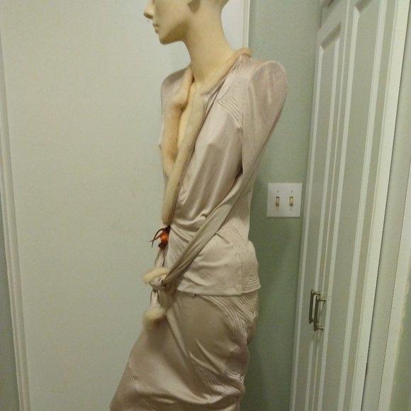 ❤️ICONIC TOM FORD YSL YVES SAINT LAURENT RIVE GAUCHE SILK MINK RUNWAY SKIRT SUIT - Picture 11 of 15